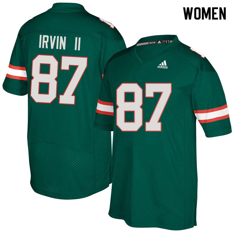 Women Miami Hurricanes #87 Michael Irvin II College Football Jerseys Sale-Green - Click Image to Close